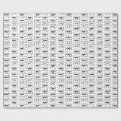 Zwarte strik en krullerige lintframe Chic Whimsica Cadeaupapier (Vlak)