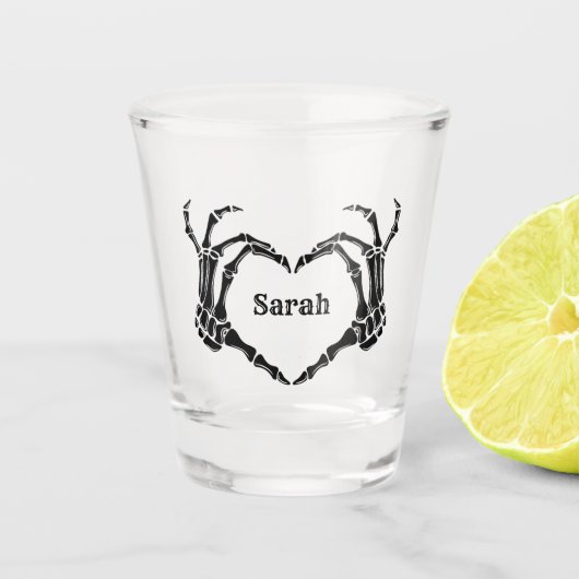 Zwarte strik gotische boodschappentas vrijgezellen shot glas (Voorkant)