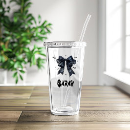 Zwarte strik gotische tote tas bruidsmeisje cadeau acryl drinkbeker