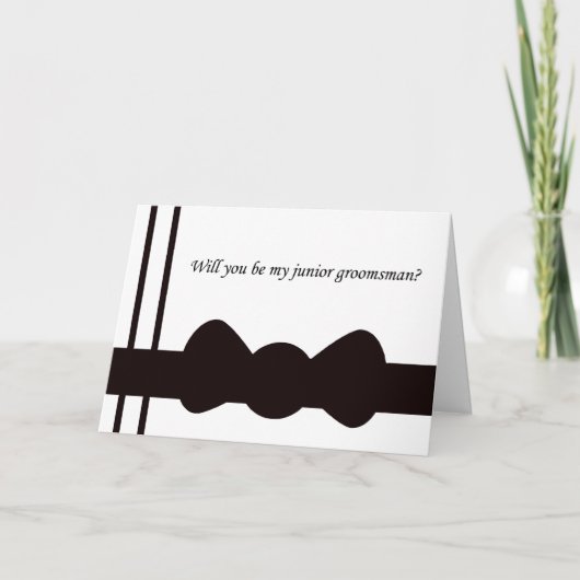 Zwarte strik junior bruidsjonkers kaarten (Voorkant)