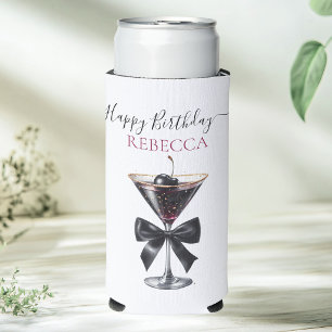Zwarte Strik Kersen Cocktail Gelukkig Verjaardag Seltzer Blikjeskoeler
