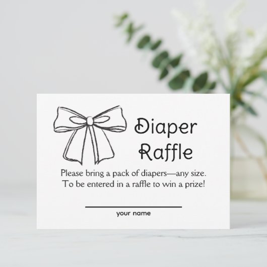 Zwarte Strik Luier Raffle Ticket Bijlage Kaarten (Staand voorkant)