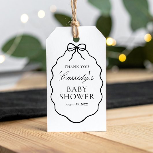 Zwarte Strik Meisje Baby Shower Cadeaulabel