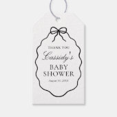 Zwarte Strik Meisje Baby Shower Cadeaulabel (Voorkant)