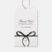 Zwarte Strik Met Parel Oud Geld Stijl Bruidsdouche Cadeaulabel (Voorkant)