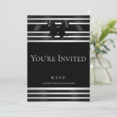 Zwarte strik met witte strepen Nieuwjaarsuitnodigi Kaart (Staand voorkant)
