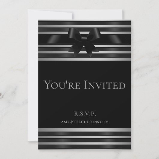 Zwarte strik met zilveren strepen Oud en Nieuw uit Kaart (Voorkant)