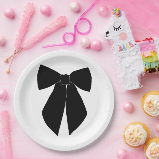 Zwarte strik papieren bordje (Feest)