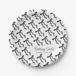 Zwarte strik papieren bordje