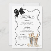 Zwarte Strik Pyjama Prosecco Bachelorette Weekend Kaart (Achterkant)