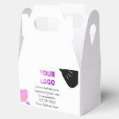 Zwarte strik roze paarse bloemen toevoegen logo bi bedankdoosjes (Geopend)