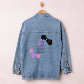 Zwarte strik roze paarse bloemen toevoegen logo bi denim jacket (Hangar)