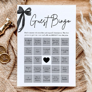 Zwarte Strik Vind de Gast Bingo Bruiloftsspel Kaart