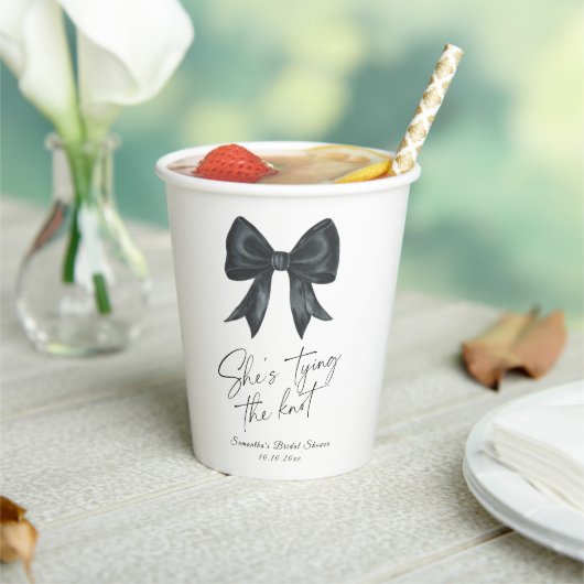 Zwarte strik Ze gaat trouwen Bruidsfeest Papieren Bekers (Insitu)