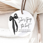 Zwarte strik ze knoopt de knoop bruidsfeest bedankjes labels