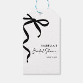 Zwarte strik 'Ze Knoopt de Knoop' Bruidsfeest Cadeaulabel (Voorkant)