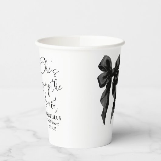 Zwarte strik 'Ze knoopt de knoop' Bruidsmeisjesfee Papieren Bekers (Links)