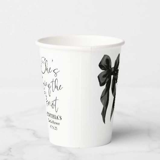 Zwarte strik 'Ze knoopt de knoop' Bruidsmeisjesfee Papieren Bekers (Rechts)