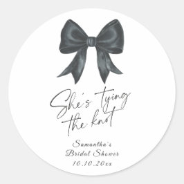 Zwarte strik Ze trouwt Bruidsfeest Ronde Sticker