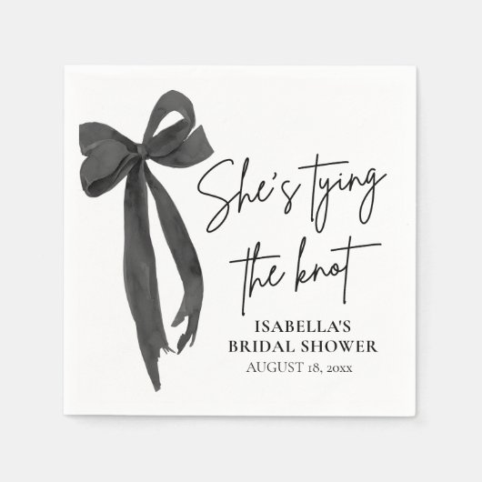 Zwarte strik zij knoopt de knoop bruids douche servet (Voorkant)
