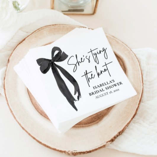 Zwarte strik zij knoopt de knoop bruids douche servet