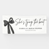 Zwarte strik zij knoopt de knoop bruids douche spandoek (Horizontaal)