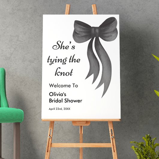 Zwarte Strik Zij Knoopt de Knoop Bruidsborrel Poster