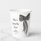 Zwarte strik zij knoopt de knoop bruidsdouche papieren bekers (Achterkant)