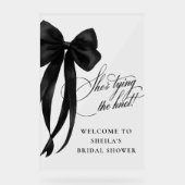 Zwarte Strik Zij Knoopt de Knoop Bruidsfeest Acryl Bord (Voorkant)