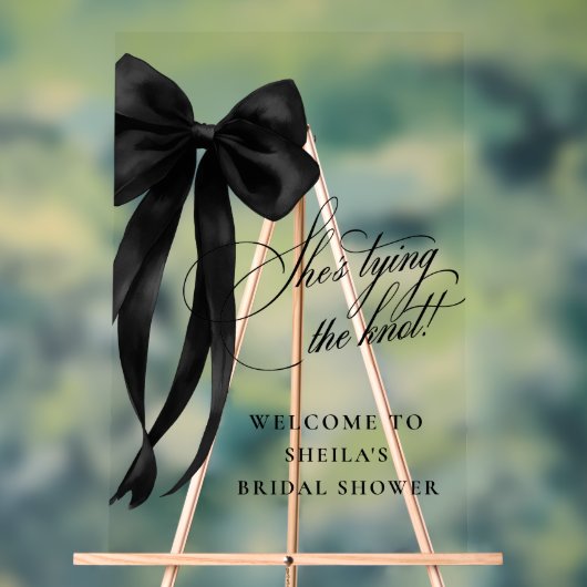 Zwarte Strik Zij Knoopt de Knoop Bruidsfeest Acryl Bord (Neutraal)