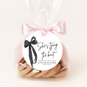 Zwarte strik zij knoopt de knoop bruidsfeest bedankjes labels