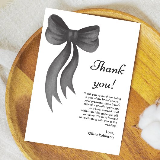 Zwarte strik Zij Knoopt de Knoop Bruidsfeest  Bedankkaart