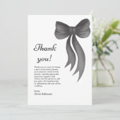 Zwarte strik zij knoopt de knoop bruidsfeest bedankkaart (Staand voorkant)