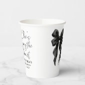 Zwarte Strik Zij Knoopt de Knoop Bruidsfeest Papieren Bekers (Links)