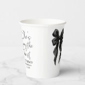 Zwarte Strik Zij Knoopt de Knoop Bruidsfeest Papieren Bekers (Rechts)