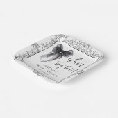 Zwarte Strik Zij Knoopt de Knoop Bruidsfeest Papieren Bordje (Gebogen)