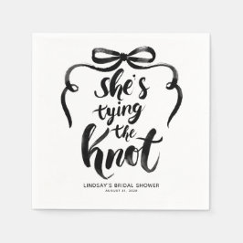 Zwarte Strik Zij Knoopt de Knoop Bruidsfeest Servet