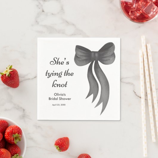 Zwarte Strik Zij Knoopt de Knoop Bruidsfeest  Servet (Insitu)