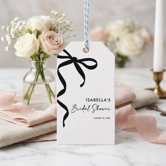 Zwarte Strik Zij Knoopt de Knoop Bruidsmeisjesfees Cadeaulabel