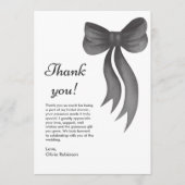 Zwarte Strik Zij Knoopt de Knoop Bruidsontbijt  Bedankkaart (Voorkant)