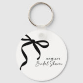 Zwarte strik zij maakt de knoop Bruidsfeest Sleutelhanger (Voorkant)