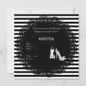 ZWARTE STRIPE BACHELORETTE MASQUERADE PARTIJ KAART (Achterkant)