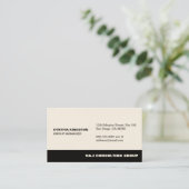 Zwarte stripe ecru professionele onderneming visitekaartje (Staand voorkant)