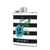 Zwarte Stripe en Blue Floral maatkolf Heupfles (Links)