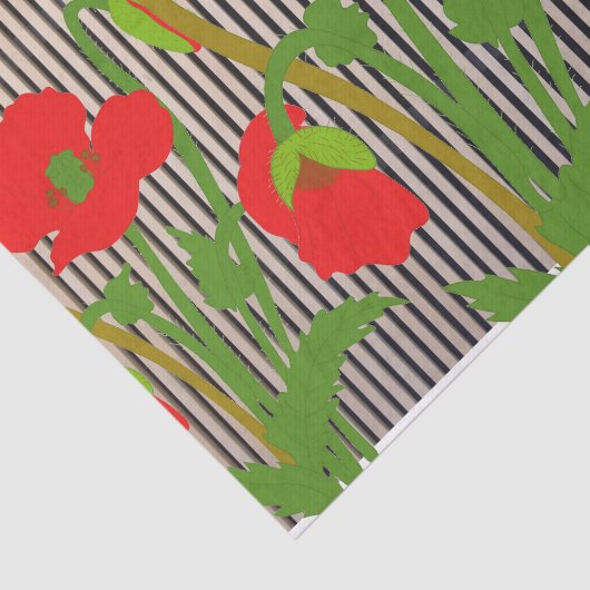 ZWARTE STRIPEN EN RODE POPPIËNTpapier Tissuepapier (Detail)