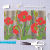 ZWARTE STRIPEN EN RODE POPPIËNTpapier Tissuepapier (Craft)