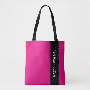 Zwarte Stripes Border met stippen garland Silver Tote Bag