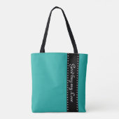 Zwarte Stripes Border met stippen garland Silver Tote Bag (Achterkant)