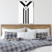 Zwarte Stripes en Chevrons met Monogram op wit Canvas Afdruk (Insitu (Slaapkamer))