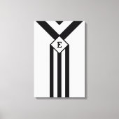 Zwarte Stripes en Chevrons met Monogram op wit Canvas Afdruk (Voorkant)